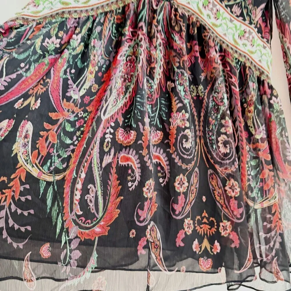 Zara Paisley Print Chiffon Babydoll Mini Dress XS